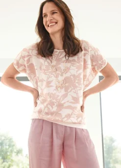 Tizia Pullover mit edlem Jacquard-Dessin ECRU-ROSÉ MELIERT