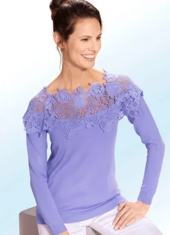 Online BADER Pullover mit edlem Spitzenbesatz FLIEDER