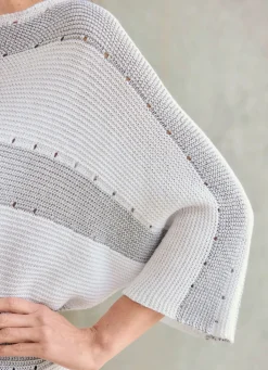 Hot Tizia Pullover mit edlen Glitzerakzenten WEISS-SILBERGRAU