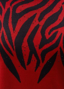 Best BADER Pullover mit edler Strasszier ROT-SCHWARZ