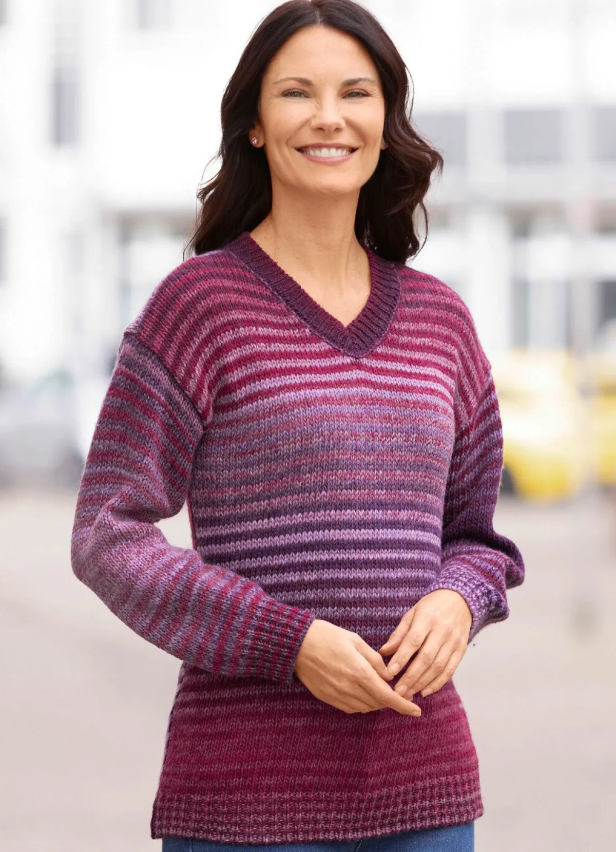 Clearance BADER Pullover mit Farbverlauf BEERE-LILA-MULTICOLOR