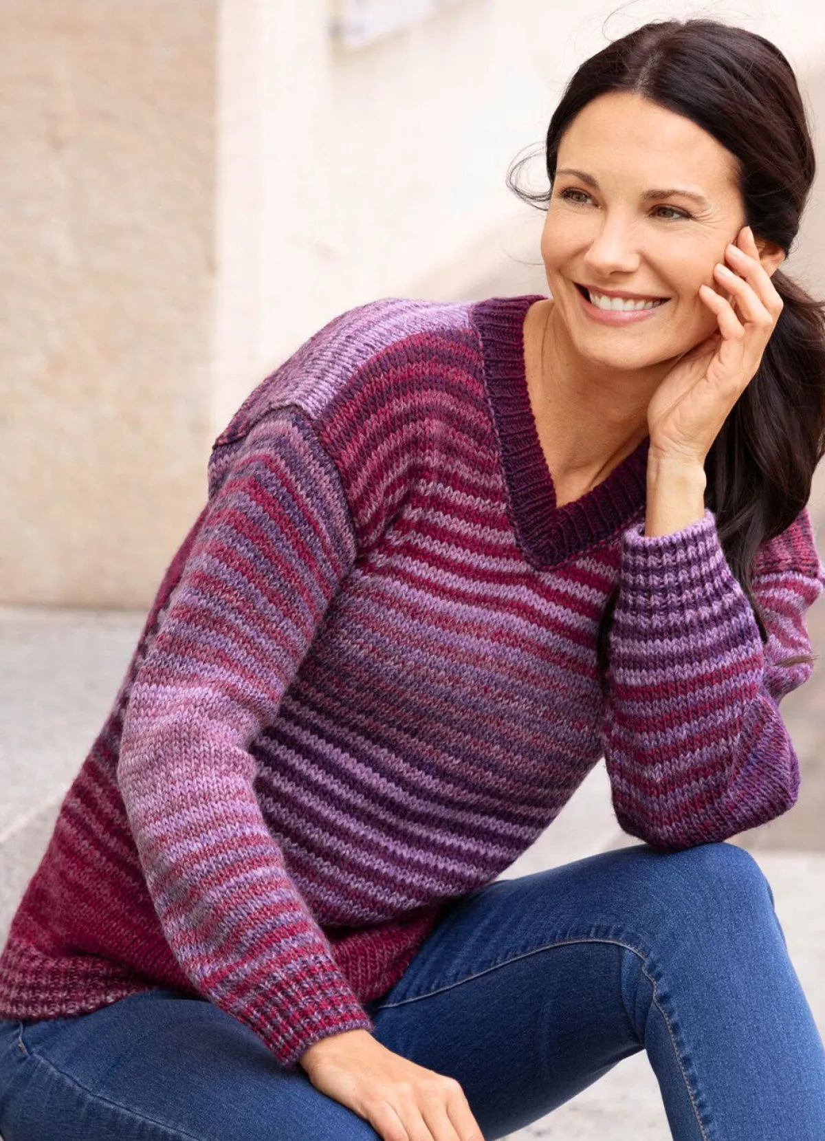 Clearance BADER Pullover mit Farbverlauf BEERE-LILA-MULTICOLOR