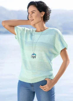 BADER Pullover mit feinem Blockringeldessin MINT MELIERT