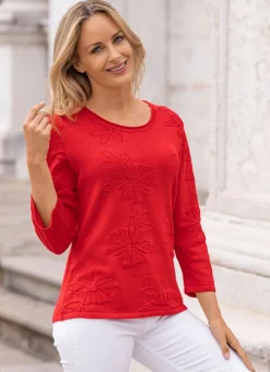 Online BADER Pullover mit feiner Floralstruktur ROT
