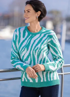 BADER Pullover mit flauschig weichem Griff TÜRKIS MELIERT-ECRU