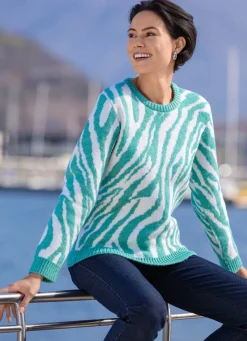 BADER Pullover mit flauschig weichem Griff TÜRKIS MELIERT-ECRU