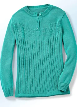 New BADER Pullover mit floraler Struktur JADEGRÜN