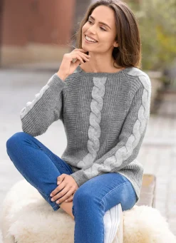 Discount BADER Pullover mit Glitzerakzenten GRAU MELIERT-HELLGRAU MELIERT
