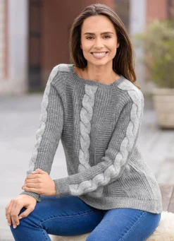 Discount BADER Pullover mit Glitzerakzenten GRAU MELIERT-HELLGRAU MELIERT