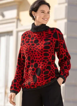 Sale laurakent Pullover mit Glitzerakzenten ROT-SCHWARZ-SILBERFARBEN