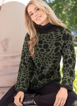 Sale laurakent Pullover mit Glitzerakzenten OLIV-SCHWARZ-SILBERFARBEN