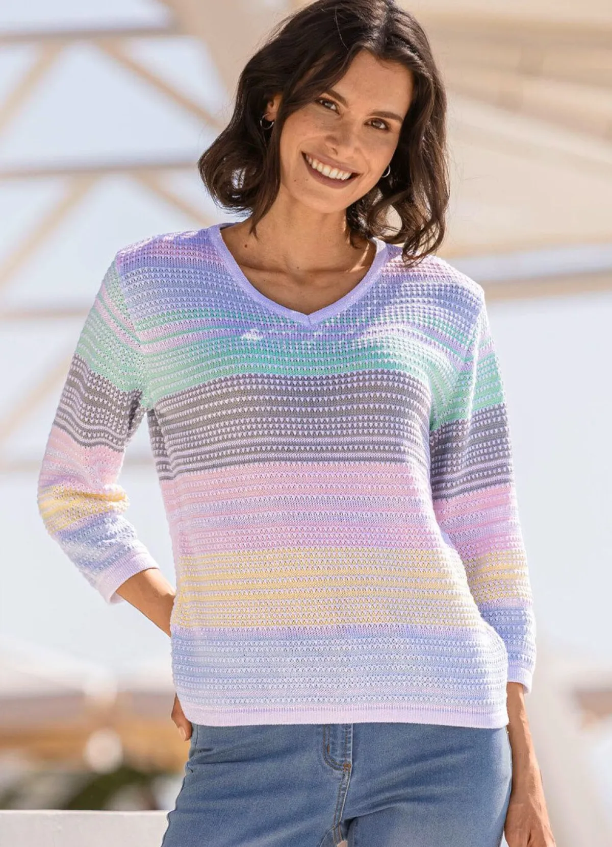 Online BADER Pullover mit Glitzerakzenten WEISS-MULTICOLOR