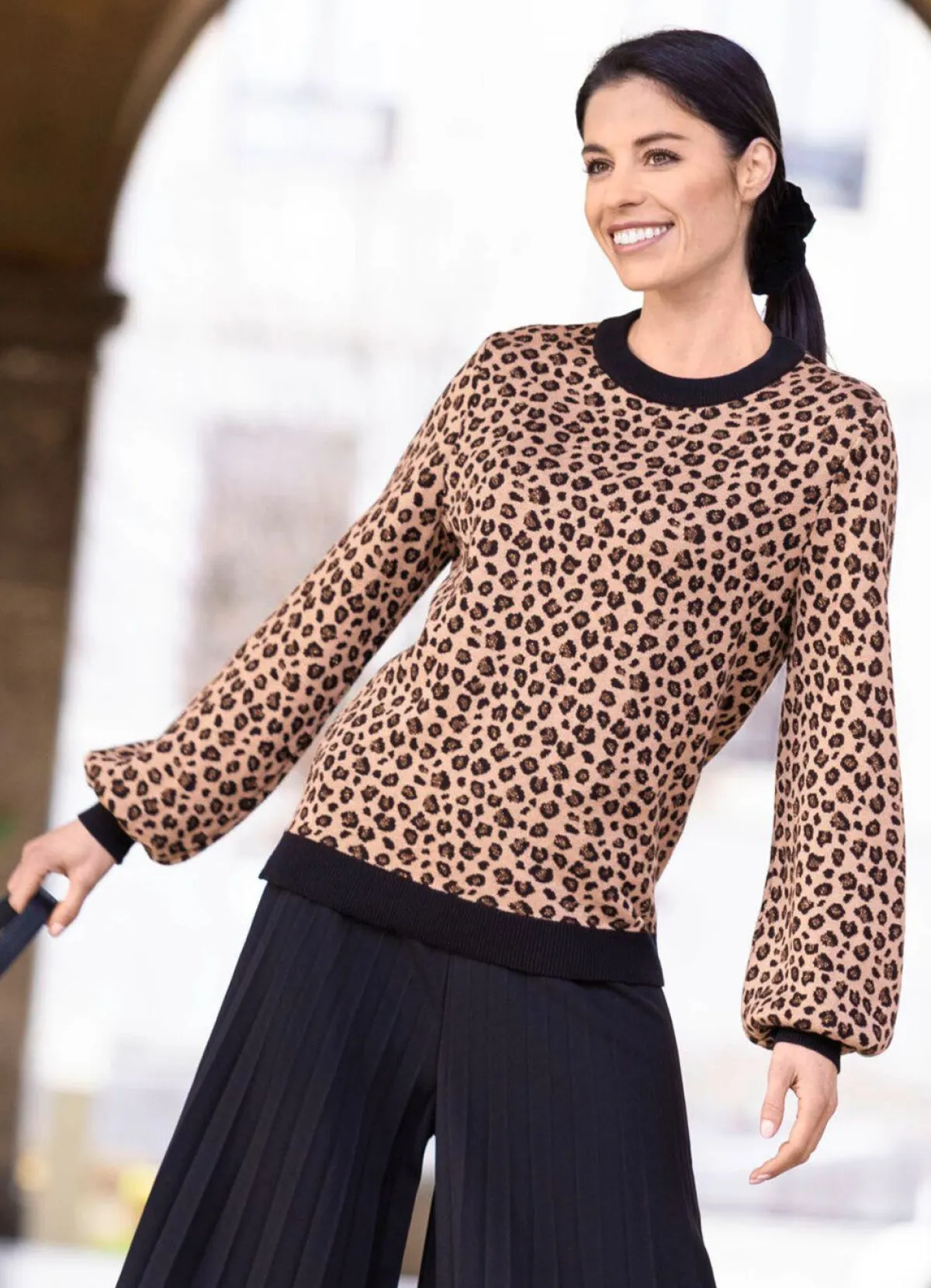 Online BADER Pullover mit Glitzereffekt CAMEL-SCHWARZ-BRAUN