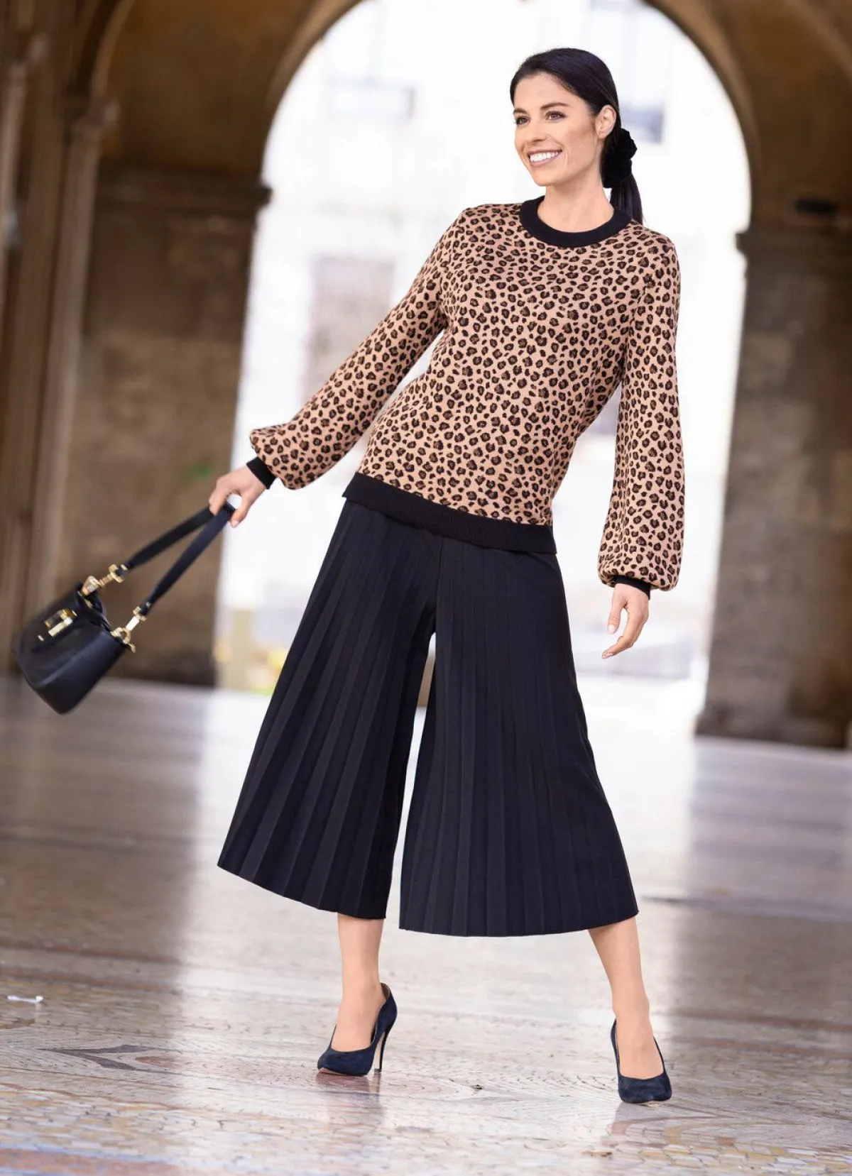 Online BADER Pullover mit Glitzereffekt CAMEL-SCHWARZ-BRAUN