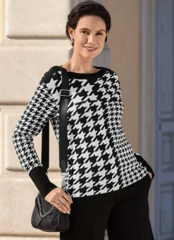 Sale laurakent Pullover mit Hahentrittmuster SCHWARZ-ECRU