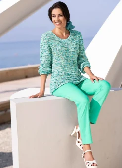BADER Pullover mit hochwertigem Federeffektgarn AQUA-ECRU-MULTICOLOR