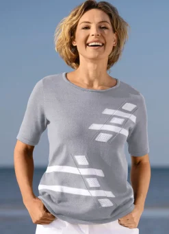 Sale BADER Pullover mit Intarsien-Vorderteil GRAU-WEISS