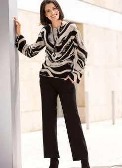 BADER Pullover mit Jacquard-Dessin SCHWARZ-BEIGE