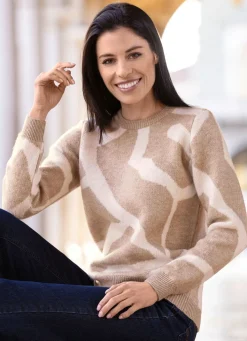 Hot BADER Pullover mit Jacquardmuster BEIGE-WOLLWEISS