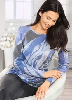 Discount BADER Pullover mit Kaschmir BLEU-BLAU-GRAU