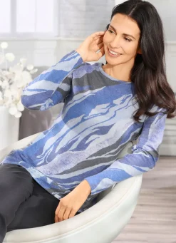 Discount BADER Pullover mit Kaschmir BLEU-BLAU-GRAU
