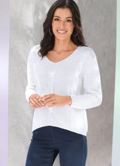 New BADER Pullover mit kürzerem Vorderteil ECRU