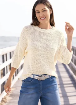 Clearance BADER Pullover mit Leinen ECRU