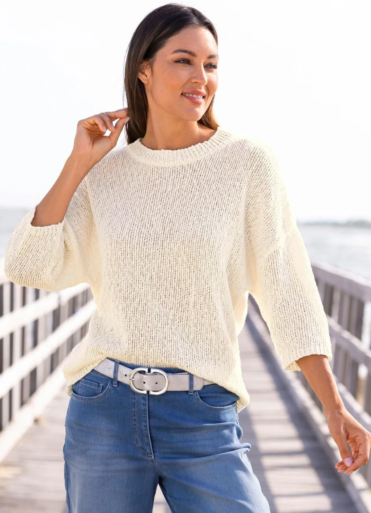 Clearance BADER Pullover mit Leinen ECRU