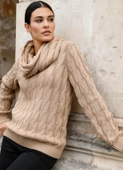 Sale BADER Pullover mit Loop und mit Kaschmir CAMEL