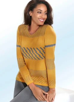 Hot BADER Pullover mit Modal und interessantem Streifenmuster