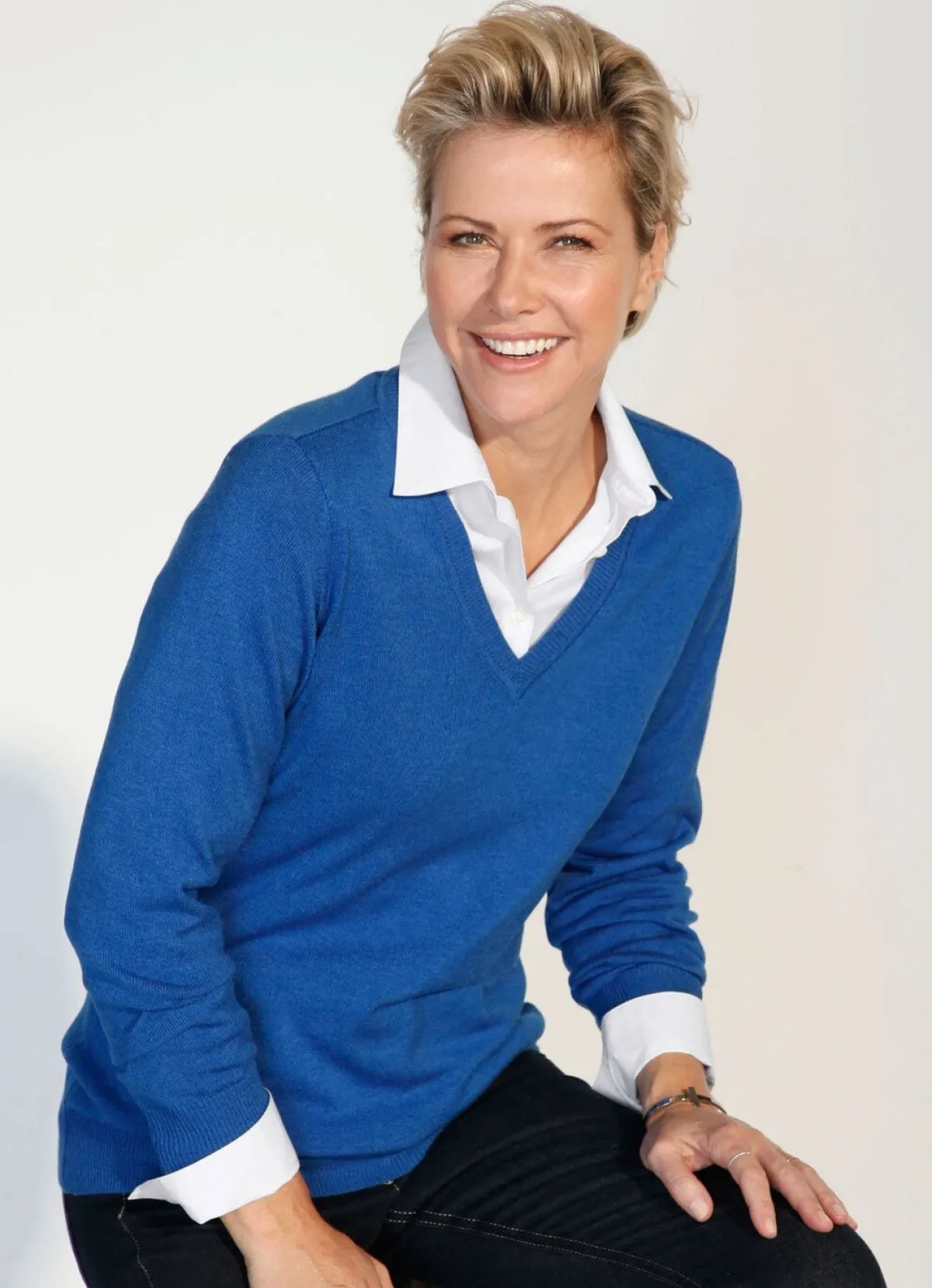 Outlet BADER Pullover mit Modal-Anteil BLAU