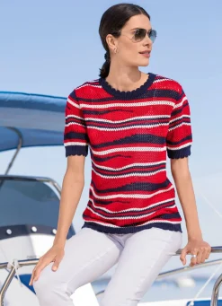 Sale BADER Pullover mit Mustermix im Wellendessin ROT-BLAU-WEISS
