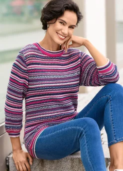 Best BADER Pullover mit Mustermix im Ringeldessin PINK-BLAU-MULTICOLOR