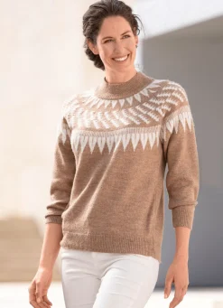 Outlet BADER Pullover mit Norwegermuster CAMEL-ECRU