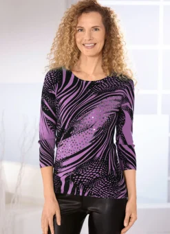 Sale BADER Pullover mit Paillettenzier LILA-SCHWARZ