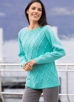 Outlet BADER Pullover mit Perlenzier MINT