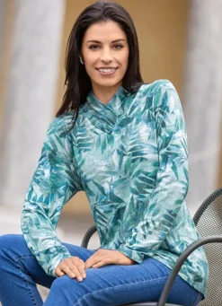 BADER Pullover mit raffiniertem V-Kragen GRÜN-BLAU-MULTICOLOR