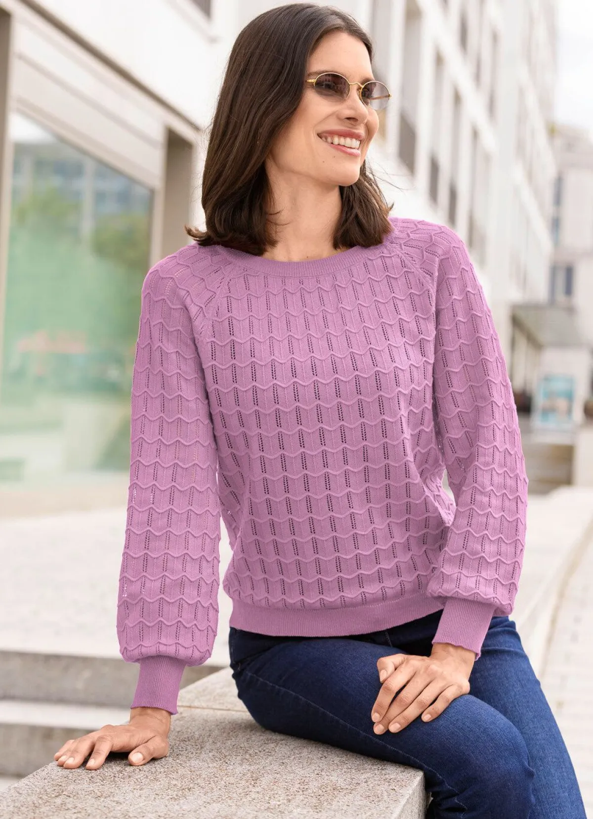 Best BADER Pullover mit Raglanärmeln in leichter Ballonform FLIEDER