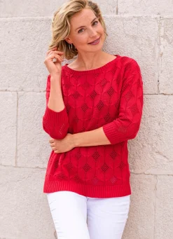 Clearance BADER Pullover mit Rautendessin ROT