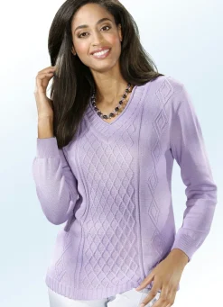 New BADER Pullover mit Rautenstruktur FLIEDER