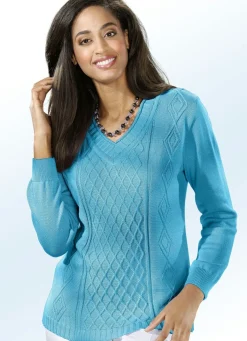 Discount BADER Pullover mit Rautenstruktur TÜRKIS