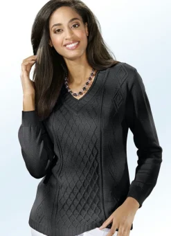 Best BADER Pullover mit Rautenstruktur SCHWARZ