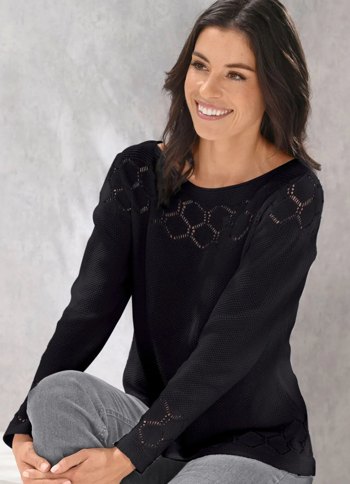 Sale BADER Pullover mit recycelter Baumwolle SCHWARZ