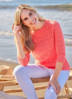 Sale BADER Pullover mit recycelter Baumwolle KORALLE