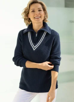 BADER Pullover mit recycelter Baumwolle MARINE-ECRU