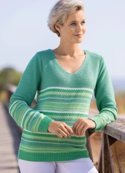 Sale BADER Pullover mit Ringeldessin JADEGRÜN-MULTICOLOR
