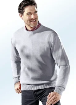 Discount BADER Pullover mit rundem Halsausschnitt in 5 Farben SILBERGRAU