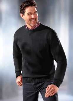 New BADER Pullover mit rundem Halsausschnitt in 5 Farben SCHWARZ
