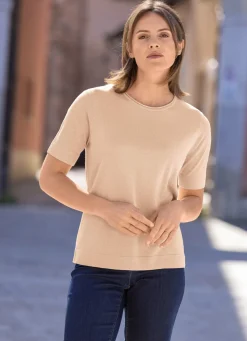 Discount B/ANCA Pullover mit rundem Halsausschnitt SAND