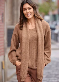 Discount BADER Pullover mit Schal und in flauschiger Kuschelqualität CAMEL MELIERT